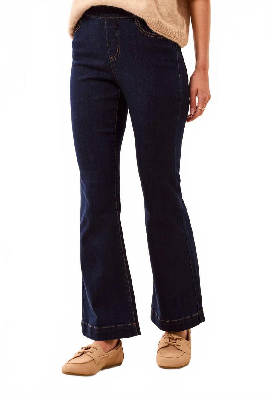NEW TRIBAL women's boundless denim audrey pull on flare jeans in dark night